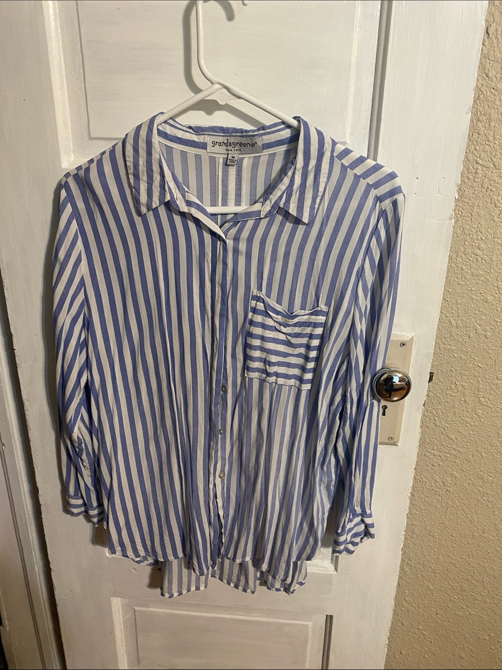 grand & greene Blue and White Striped Button-Up Blouse